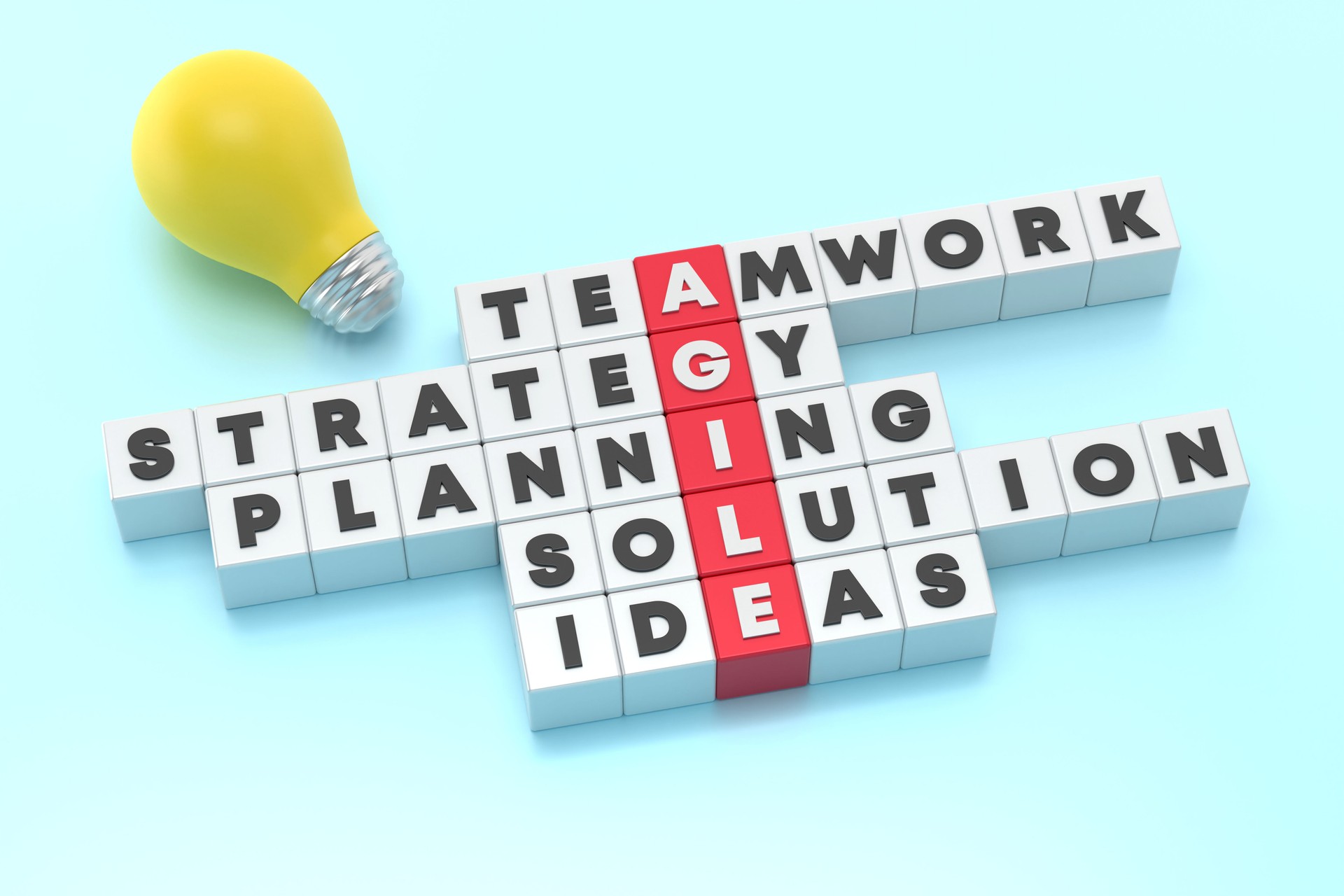 Agile Crossword And Light Bulb